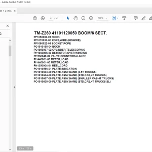 Tadano Cargo Crane TM-Z260 41101120050 BOOM/6 SECT.Parts Manual  - PDF DOWNLOAD