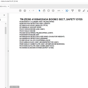 Tadano Cargo Crane TM-ZE260 41008402043A BOOM3 SECT.,SAFETY EYES Parts Manual