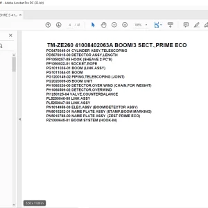 Tadano Cargo Crane TM-ZE260 41008402063A BOOM/3 SECT.,PRIME ECO Parts Manual