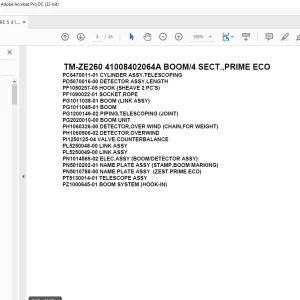 Tadano Cargo Crane TM-ZE260 41008402064A BOOM/4 SECT.,PRIME ECO Parts Manual