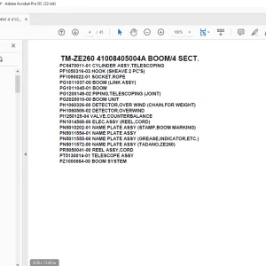 Tadano Cargo Crane TM-ZE260 41008405004A BOOM/4 SECT. Parts Manual  - PDF DOWNLOAD