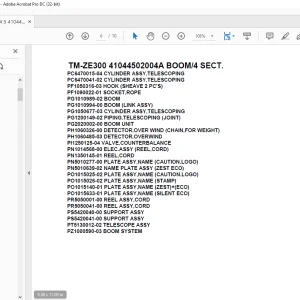 Tadano Cargo Crane TM-ZE300 41044502004A BOOM/4 SECT. Parts Manual -  PDF DOWNLOAD