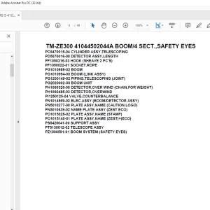 Tadano Cargo Crane TM-ZE300 41044502044A BOOM/4 SECT.,SAFETY EYES Parts Manual