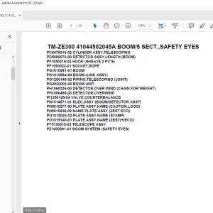 Tadano Cargo Crane TM-ZE300 41044502045A BOOM/5 SECT.,SAFETY EYES Parts Manual - PDF DOWNLOAD
