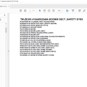 Tadano Cargo Crane TM-ZE300 41044502046A BOOM/6 SECT.,SAFETY EYES Parts Manual - PDF