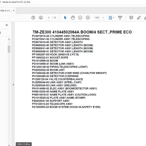 Tadano Cargo Crane TM-ZE300 41044502064A BOOM/4 SECT.,PRIME ECO Parts Manual - PDF DOWNLOAD