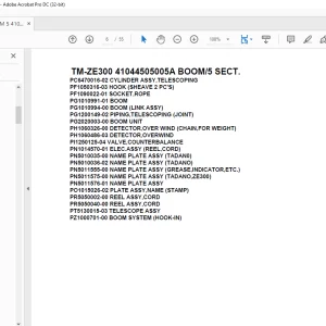 Tadano Cargo Crane TM-ZE300 41044505005A BOOM/5 SECT.Parts Manual - PDF DOWNLOAD