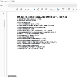 Tadano Cargo Crane TM-ZE300 41044505022A BOOM/2 SECT.,HOOK-IN Parts Manual - PDF DOWNLOAD