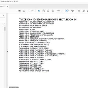 Tadano Cargo Crane TM-ZE300 41044505064A BOOM/4 SECT.,HOOK-IN Parts Manual - PDF DOWNLOAD