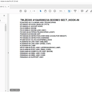 Tadano Cargo Crane TM-ZE300 41044508023A BOOM/3 SECT.,HOOK-IN Parts Manual - PDF DOWNLOAD