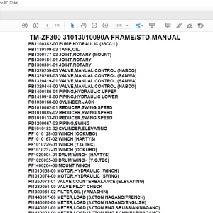 Tadano Cargo Crane TM-ZF300 31013010090A FRAMESTD,MANUAL Parts Manual - PDF DOWNLOAD