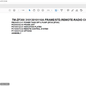Tadano Cargo Crane TM-ZF300 31013010110A FRAME/STD,REMOTE-RADIO CONT. Parts Manual - PDF