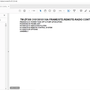 Tadano Cargo Crane TM-ZF300 31013010110A FRAME/STD,REMOTE-RADIO CONT. Parts Manual  - PDF