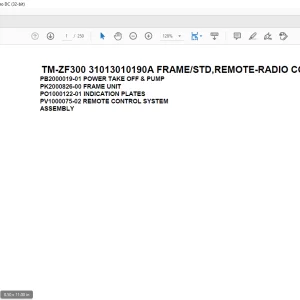 Tadano Cargo Crane TM-ZF300 31013010190A FRAMESTD,REMOTE-RADIO CONT. Parts Manual - PDF