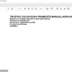 Tadano Cargo Crane TM-ZF300 31013010230A FRAME/STD,MANUAL,HOOK-IN Parts Manual - PDF DOWNLOAD