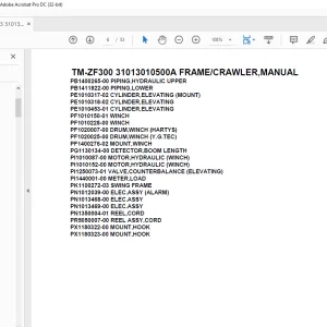 Tadano Cargo Crane TM-ZF300 31013010500A FRAME/CRAWLER,MANUAL Parts Manual  - PDF