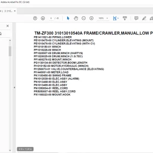 Tadano Cargo Crane TM-ZF300 31013010540A FRAMECRAWLER,MANUAL,LOW POST Parts Manual - PDF