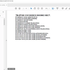 Tadano Cargo Crane TM-ZF300 31013020010 BOOM/2 SECT. Parts Manual - PDF DOWNLOAD