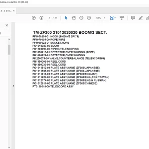 Tadano Cargo Crane TM-ZF300 31013020020 BOOM3 SECT. Parts Manual - PDF DOWNLOAD