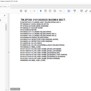 Tadano Cargo Crane TM-ZF300 31013020030 BOOM4 SECT. Parts Manual - PDF DOWNLOAD