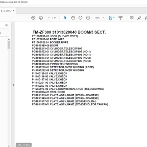 Tadano Cargo Crane TM-ZF300 31013020040 BOOM/5 SECT. Parts Manual  - PDF DOWNLOAD