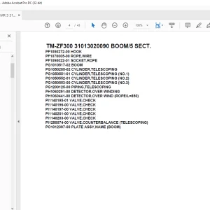 Tadano Cargo Crane TM-ZF300 31013020090 BOOM/5 SECT.Parts Manual  - PDF DOWNLOAD