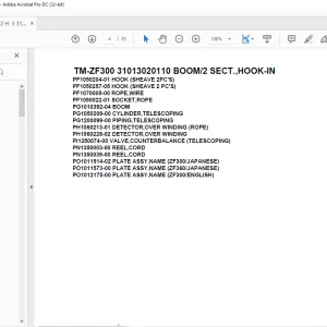 Tadano Cargo Crane TM-ZF300 31013020110 BOOM/2 SECT.,HOOK-IN Parts Manual - PDF DOWNLOAD