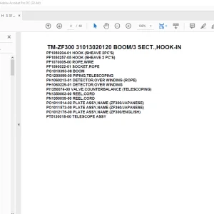 Tadano Cargo Crane TM-ZF300 31013020120 BOOM3 SECT.,HOOK-IN Parts Manual - PDF DOWNLOAD