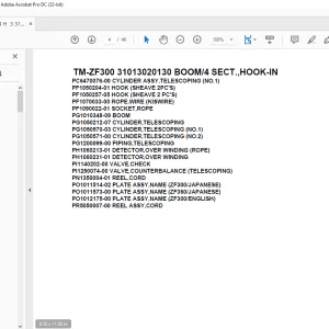 Tadano Cargo Crane TM-ZF300 31013020130 BOOM4 SECT.,HOOK-IN Parts Manual - PDF DOWNLOAD