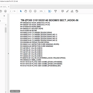 Tadano Cargo Crane TM-ZF300 31013020140 BOOM/5 SECT.,HOOK-IN Parts Manual - PDF DOWNLOAD