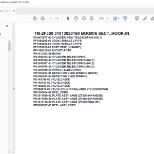 Tadano Cargo Crane TM-ZF300 31013020160 BOOM/6 SECT.,HOOK-IN Parts Manual - PDF DOWNLOAD