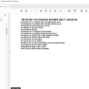Tadano Cargo Crane TM-ZF300 31013020200 BOOM/5 SECT.,HOOK-IN Parts Manual  - PDF DOWNLOAD