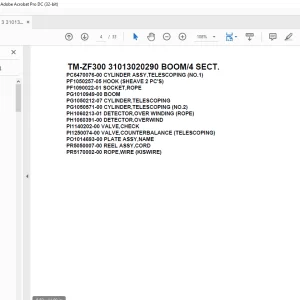 Tadano Cargo Crane TM-ZF300 31013020290 BOOM/4 SECT. Parts Manual -  PDF DOWNLOAD