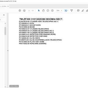 Tadano Cargo Crane TM-ZF300 31013020360 BOOM/4 SECT.Parts Manual - PDF DOWNLOAD