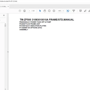 Tadano Cargo Crane TM-ZF500 31093010010A FRAME/STD,MANUAL Parts Manual