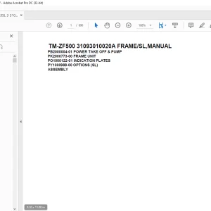 Tadano Cargo Crane TM-ZF500 31093010020A FRAMESL,MANUAL Parts Manual - PDF DOWNLOAD
