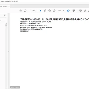 Tadano Cargo Crane TM-ZF500 31093010110A FRAMESTD,REMOTE-RADIO CONT. Parts Manual  - PDF