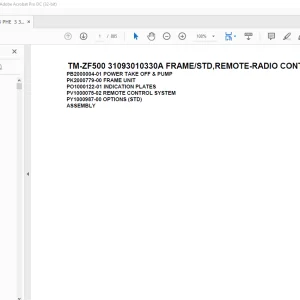 Tadano Cargo Crane TM-ZF500 31093010330A FRAMESTD,REMOTE-RADIO CONT.,HOOK-IN Parts Manual