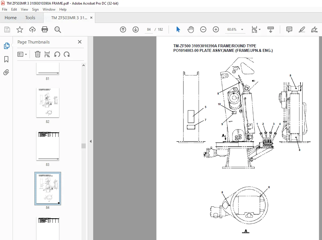 Tadano Cargo Crane TM-ZF500 31093010390A FRAMEROUND TYPE Parts Manual -PDF - Image 3