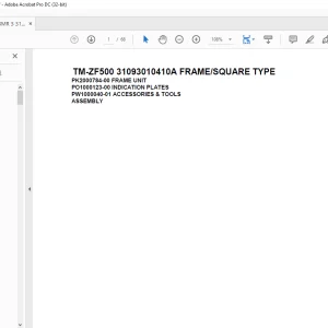Tadano Cargo Crane TM-ZF500 31093010410A FRAMESQUARE TYPE Parts Manual