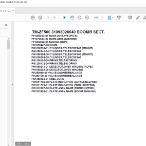 Tadano Cargo Crane TM-ZF500 31093020040 BOOM/5 SECT. Parts Manual - PDF DOWNLOAD