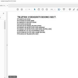 Tadano Cargo Crane TM-ZF500 31093020070 BOOM/3 SECT.Parts Manual - PDF DOWNLOAD