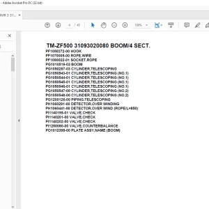 Tadano Cargo Crane TM-ZF500 31093020080 BOOM/4 SECT.Parts Manual -  PDF DOWNLOAD