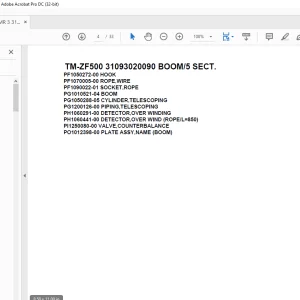 Tadano Cargo Crane TM-ZF500 31093020090 BOOM/5 SECT.Parts Manual - PDF DOWNLOAD