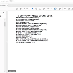 Tadano Cargo Crane TM-ZF500 31093020220 BOOM/3 SECT.Parts Manual  - PDF DOWNLOAD