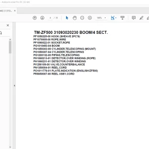 Tadano Cargo Crane TM-ZF500 31093020230 BOOM/4 SECT.Parts Manual  - PDF DOWNLOAD