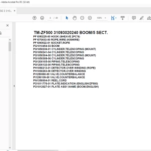 Tadano Cargo Crane TM-ZF500 31093020240 BOOM5 SECT. Parts Manual - PDF DOWNLOAD