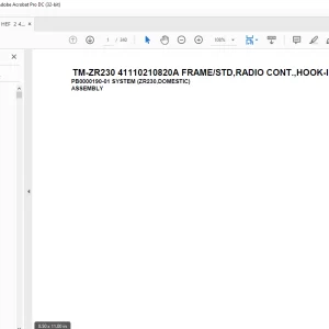 Tadano Cargo Crane TM-ZR230 41110210820A FRAMESTD,RADIO CONT.,HOOK-IN Parts Manual