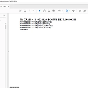 Tadano Cargo Crane TM-ZR230 41110220120 BOOM/3 SECT.,HOOK-IN Parts Manual - PDF