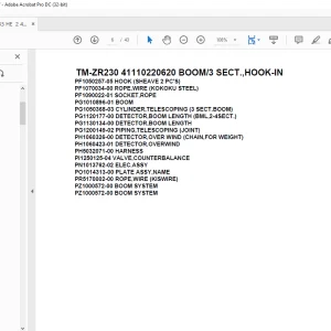 Tadano Cargo Crane TM-ZR230 41110220620 BOOM3 SECT.,HOOK-IN Parts Manual - PDF